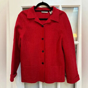 Vintage Valerie Stevens Wool Holiday Red Button Down Jacket Blazer Size 10 M